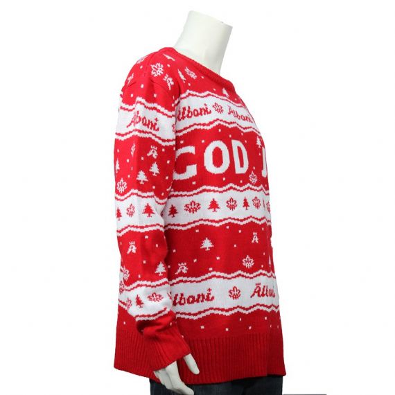 Cuello redondo de jacquard de letras rojas y blancas El mejor proveedor de suéteres navideños para hombre