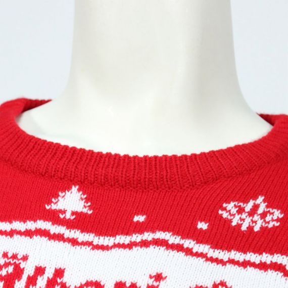 Cuello redondo de jacquard de letras rojas y blancas El mejor proveedor de suéteres navideños para hombre