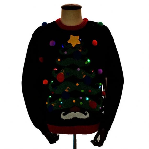 Santa Beard Led Light Up Suéter de Navidad en acrílico con 10 luces