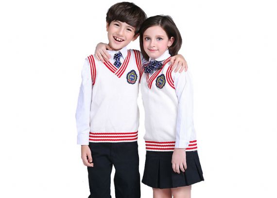 Suéter de uniforme escolar de chaleco de punto con cuello en V de primavera y otoño para unisex