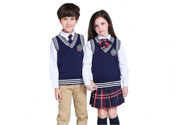 Suéter de uniforme escolar de chaleco de punto con cuello en V de primavera y otoño para unisex