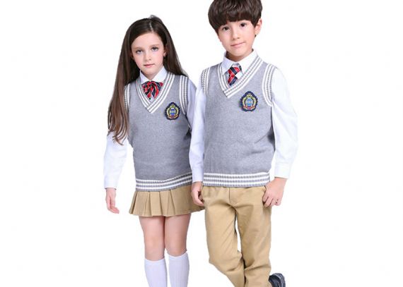 Suéter de uniforme escolar de chaleco de punto con cuello en V de primavera y otoño para unisex