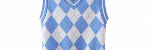 Sleeveless Jacquard School Uniform Vest , Cotton School Uniform V Neck Sweater