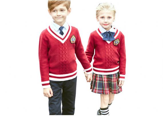 Cuello en V del estilo europeo del suéter del vestido de la escuela del muchacho y de la muchacha del diseño del OEM