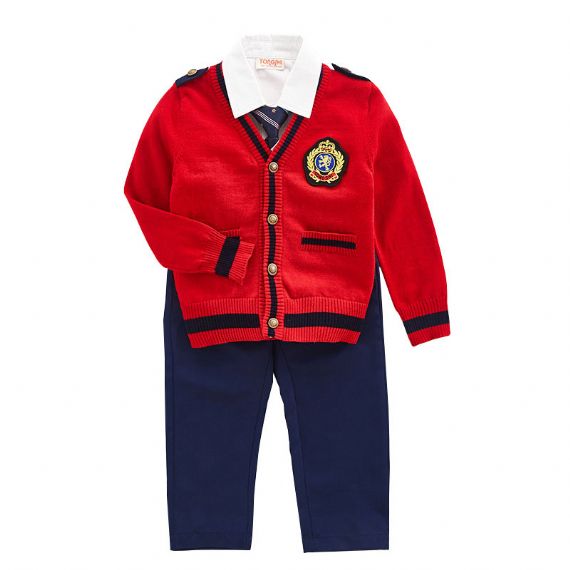Suéteres de uniforme escolar azul marinho anti-pilling, cardigã escolar para meninos e meninas