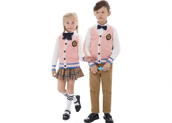 Color rojo y blanco de los suéteres de la rebeca del uniforme escolar con cuello en V anti – Pilling