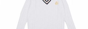 Acrylic Cotton Unisex Children School Uniform Sweaters Modern Designs In White