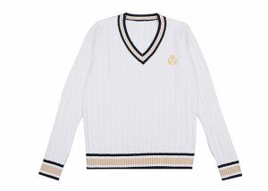 Acrylic Cotton Unisex Children School Uniform Sweaters Modern Designs In White