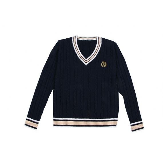 Acrylic Cotton Unisex Children School Uniform Sweaters Modern Designs In White