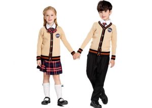 Custom Made Yellow Cotton Children’s School Clothes Uniform Cardigan Sweaters