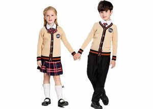 Custom Made Yellow Cotton Children's School Clothes Uniform Cardigan Sweaters