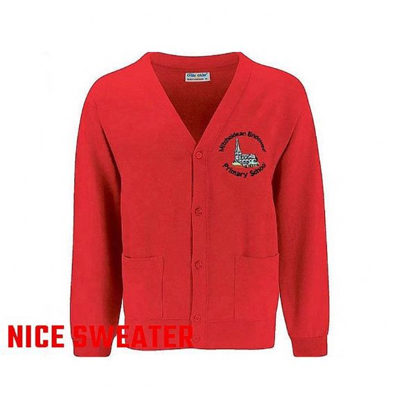 OEM Sleeve School Uniform Sweaters Cardigan Solid Plain Rib Trim Raglan
