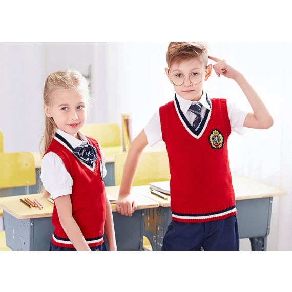 Diseño unisex sin mangas de los uniformes escolares del chaleco del suéter con la imagen primaria