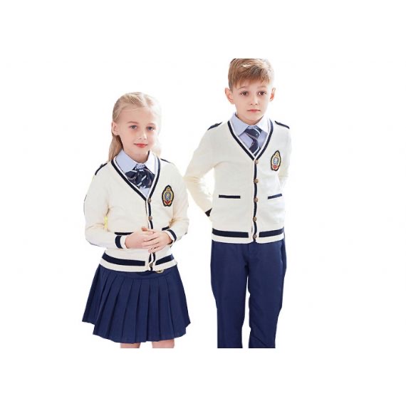 Suéteres hechos punto algodón del uniforme escolar del calibre 12GG para los estudiantes primarios