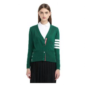 V Neck Button Cardigan Cotton Button Green School Cardigans For Collage Girls