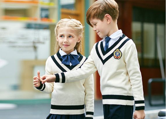 Conjunto de uniforme escolar negro y azul anti-pilling