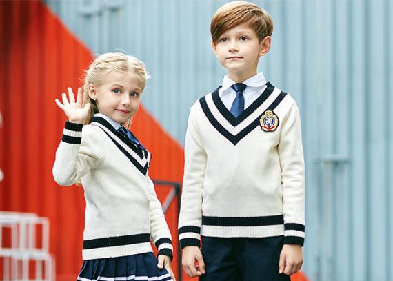 Conjunto de uniforme escolar negro y azul anti-pilling