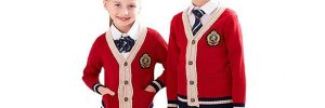 Red Color School Uniform Sweaters , Boys School Sweater Anti Shrinkage