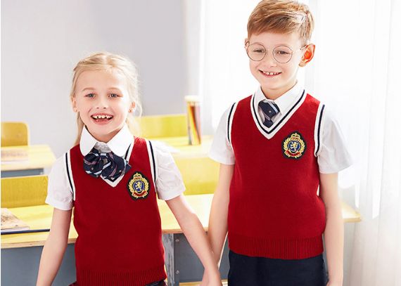 Chaleco suave tejido punto 12GG del suéter del uniforme escolar de la muchacha y del muchacho del cuello en V para la