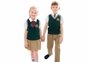 V Neck 12GG Knitted Soft Girl And Boy School Uniform Sweater Vest For Spring And Autumn