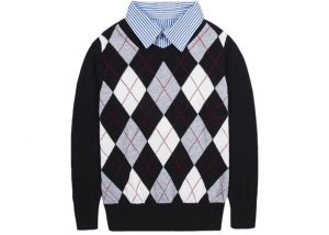 Cotton British Checked School Uniform Sweater