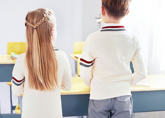 Cardigans escolares básicos con cuello en V y botones de algodón 100 para niños y niñas en la escuela primaria