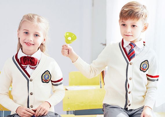 Cardigans escolares básicos con cuello en V y botones de algodón 100 para niños y niñas en la escuela primaria