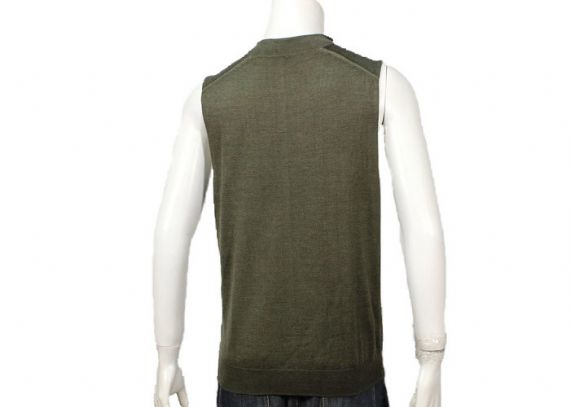 Cárdigan sin mangas con botones de cuello en V verde oscuro de punto liso para hombre chaleco suéter