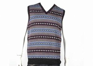 V Neck Design Fall Mens Cable Knit Sweater Sleeveless Vest In Jacquard Pattern