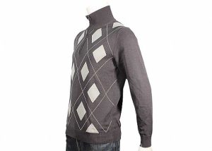 Classic Intasia Pattern High Neck Knitted Pullover Sweater With Zipper