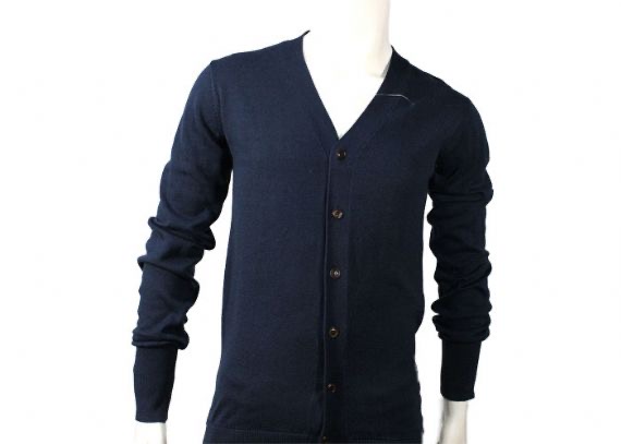 V Neck Mens Knit Sweater Cardigan Button Navy Blue Acrylic Mens Cable Knit Jumper