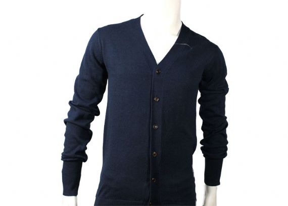 Suéter de punto para hombre con cuello en V, botón, cárdigan, azul marino, acrílico, para hombre, jersey de punto con