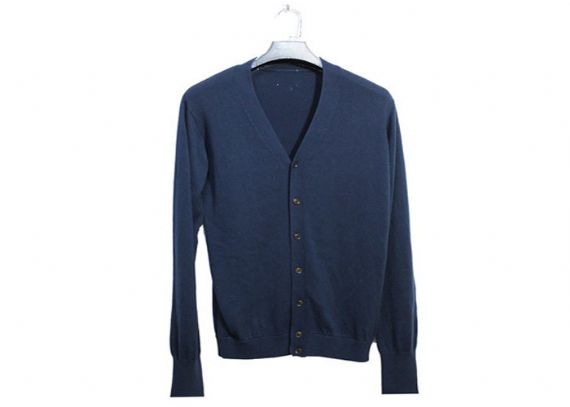 Suéter de punto para hombre con cuello en V, botón, cárdigan, azul marino, acrílico, para hombre, jersey de punto con