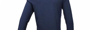 Men Jacquard Knit Winter Navy Round Neck Pullover Sweater Cotton And Polyester