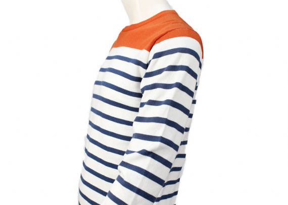 Suéter de punto liso con cuello redondo para hombre para primavera y otoño a rayas azules y blancas