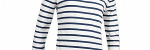 Plain Crew Neck Mens Knit Sweater For Spring And Autumn Blue And White Striped