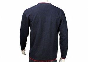 Mens Knitted Navy Blue Cardigans With Button , Long Sleeve Spring Knitwear