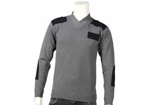 Oversized Patterned Jumpers Men's V Neck Sweater In Military Style With Shoulder Patch