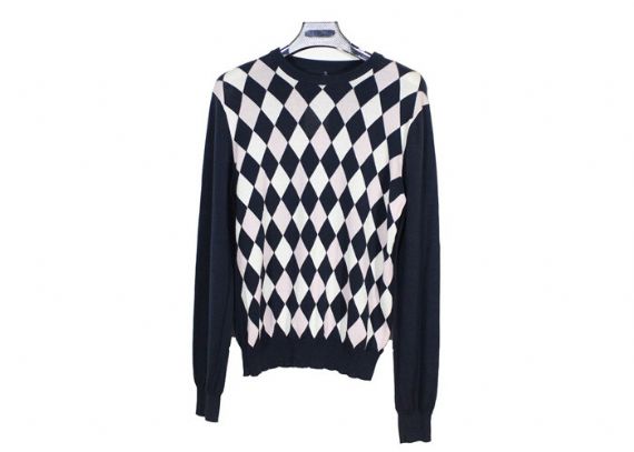 Suéter de punto para hombre con cuello en V y patrón de rombos Diseñador de otoño e invierno M L XL XXL