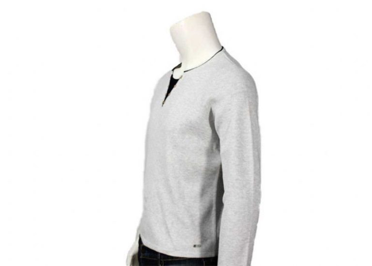 Long Sleeve Mens Cotton Sweaters Stylish V Neck Button Full Needle Knitted Pullover