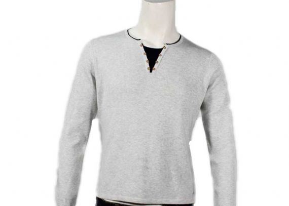 Suéteres de algodón para hombre de manga larga con estilo con cuello en V Jersey de punto con aguja completa