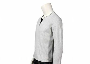 Long Sleeve Mens Cotton Sweaters Stylish V Neck Button Full Needle Knitted Pullover