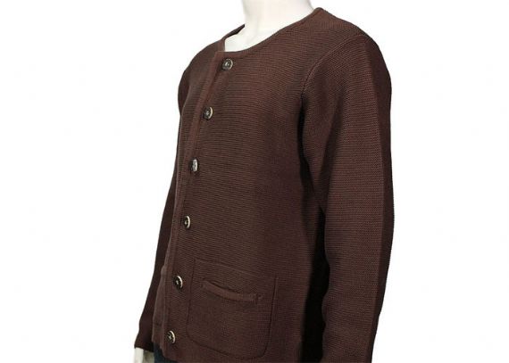 7GG cor marrom padrão liso botão cabo suéter de malha cardigan para inverno