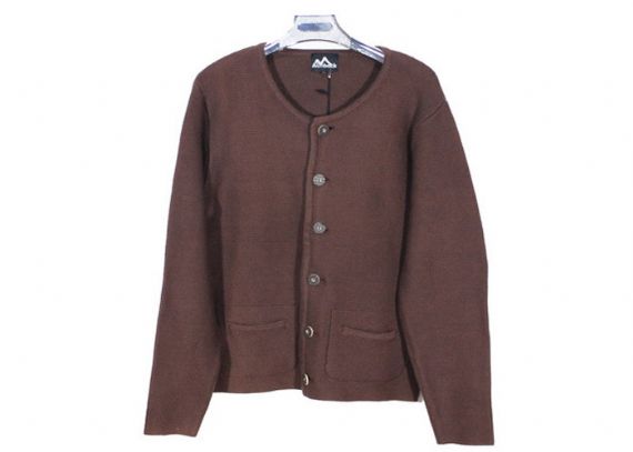 7GG cor marrom padrão liso botão cabo suéter de malha cardigan para inverno
