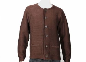 7GG Brown Color Plain Pattern Button Cable Mens Knit Sweater Cardigan For Winter