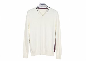 White Color Mens Knit Sweater Falls And Winter Pure Cotton Knitwear Jumpers