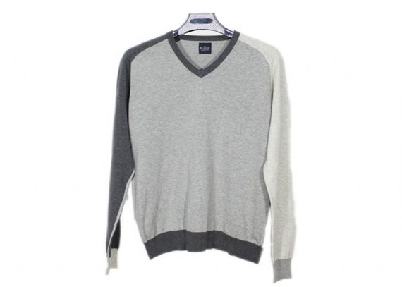Jersey de empalme de punto fino y ligero con cuello en V para hombre para primavera y otoño
