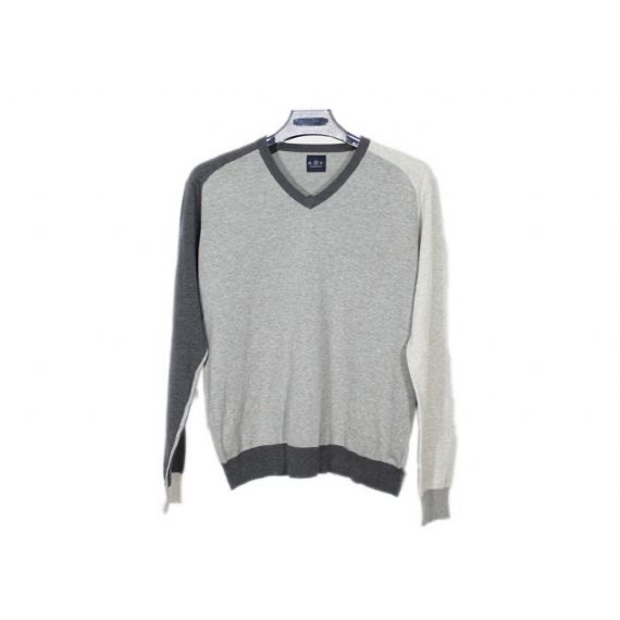 Jersey de empalme de punto fino y ligero con cuello en V para hombre para primavera y otoño