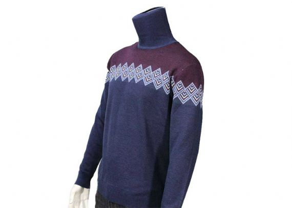 Jersey de punto para hombre con cuello alto y cuello alto jacquard en temporada de invierno