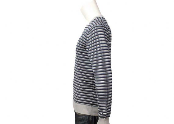 Jersey o suéter de acrílico de algodón de punto fino para hombre con cuello en V y patrón de rayas con mangas de